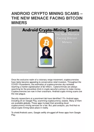 android crypto mining scams the new menace facing bitcoin miners