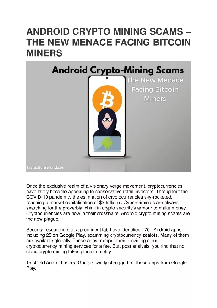 android crypto mining scams the new menace facing bitcoin miners