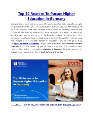 Top 10 Reasons To Pursue Higher Education In Germany