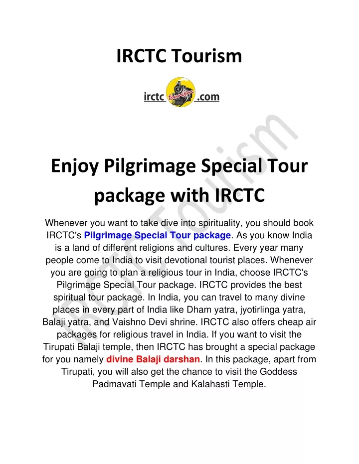 irctc tourism