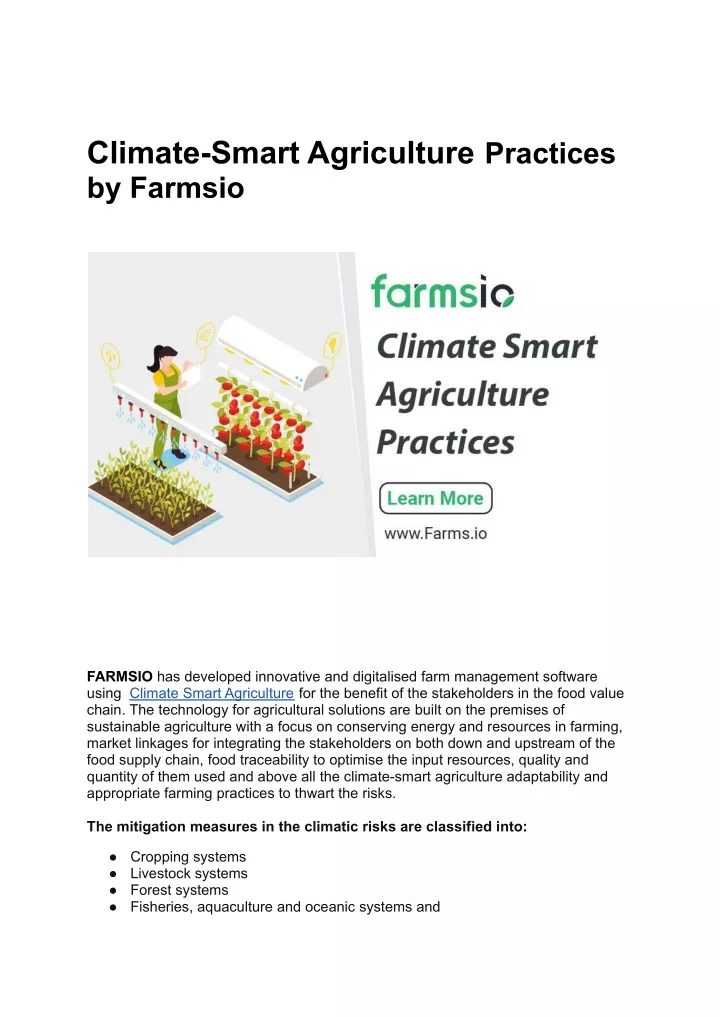 climate smart agriculture practices by farmsio