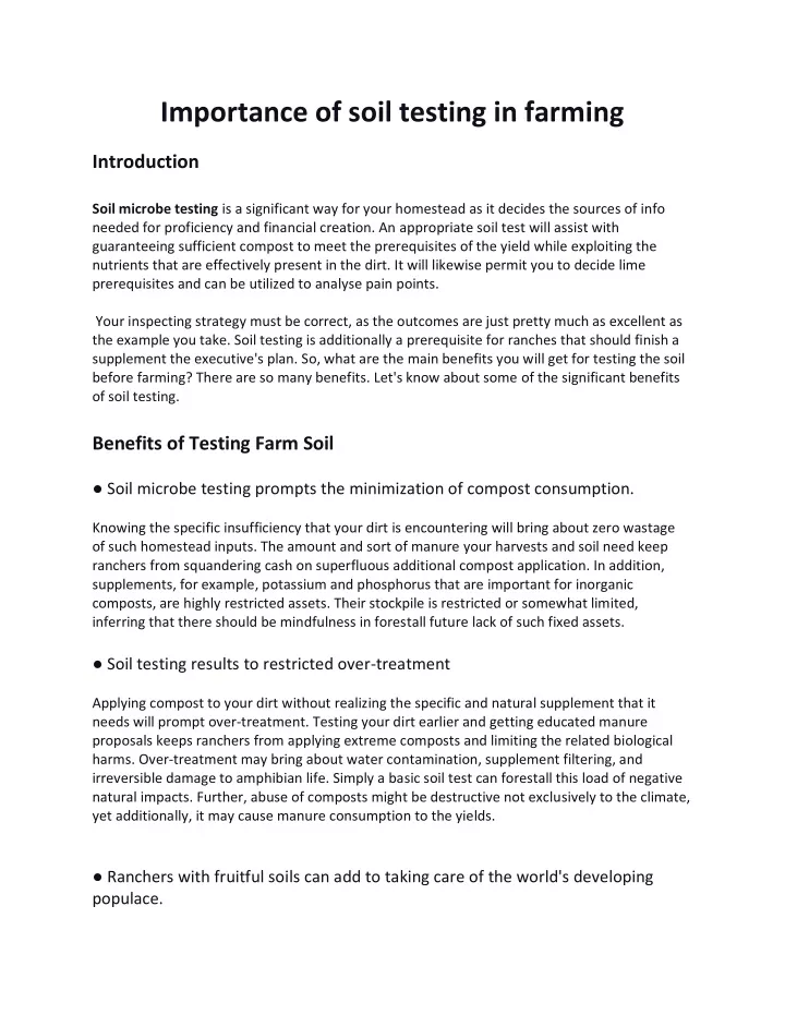 importance of soil testing in farming