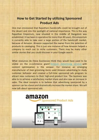 how to get started by utilizing sponsored product