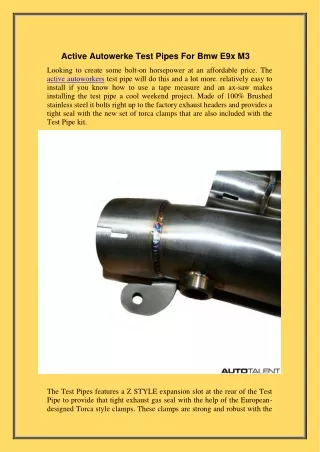 active autowerke test pipes for bmw e9x m3