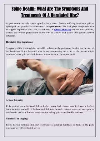 Spine Health What Are The Symptoms And Treatments Of A Herniated Disc