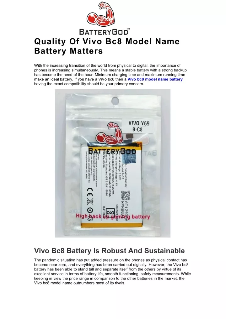 quality of vivo bc8 model name battery matters
