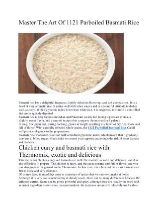 Master The Art Of 1121 Parboiled Basmati Rice