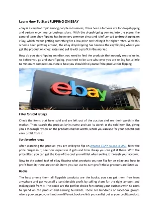 Learn How To Start FLIPPING ON EBAY
