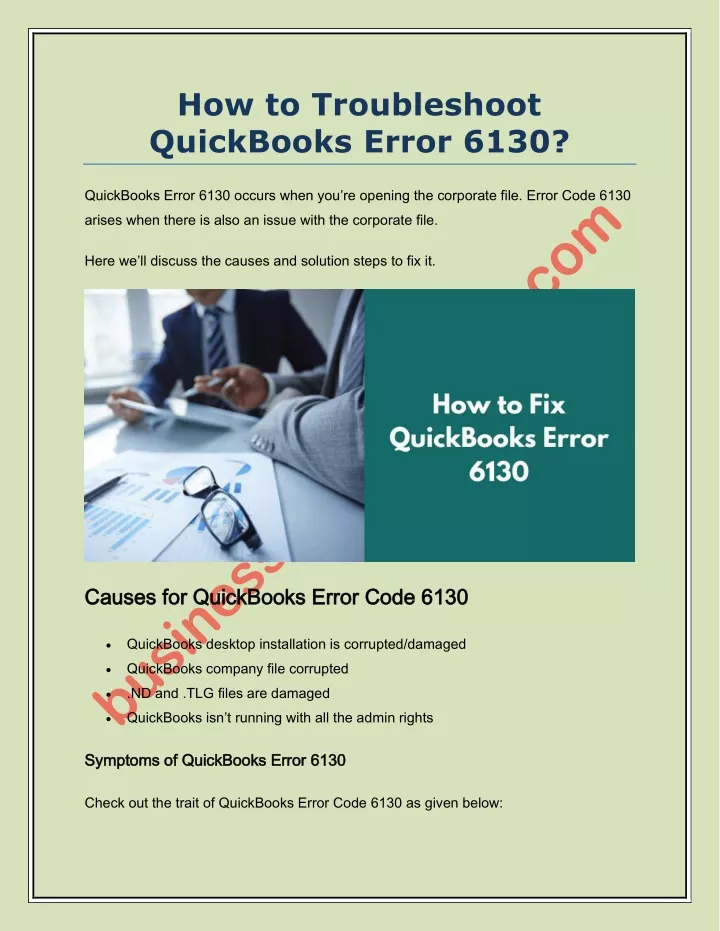 how to troubleshoot quickbooks error 6130