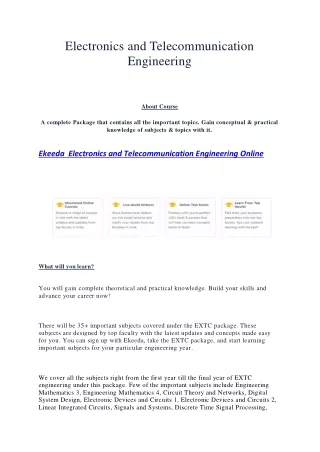 electronics and telecommunication engineering