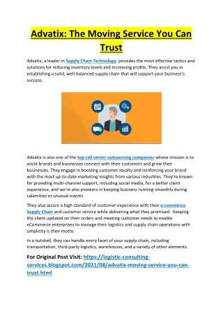 advatix the moving service you can trust
