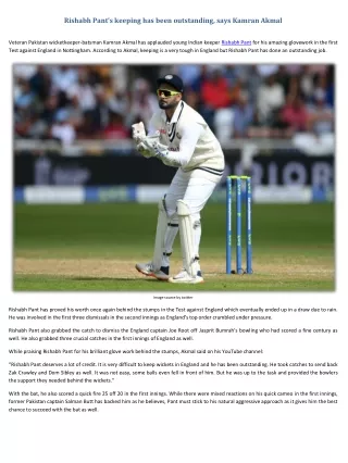 rishabh pant s keeping has been outstanding says
