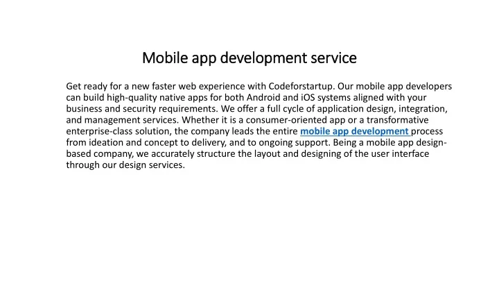 mobile app development service