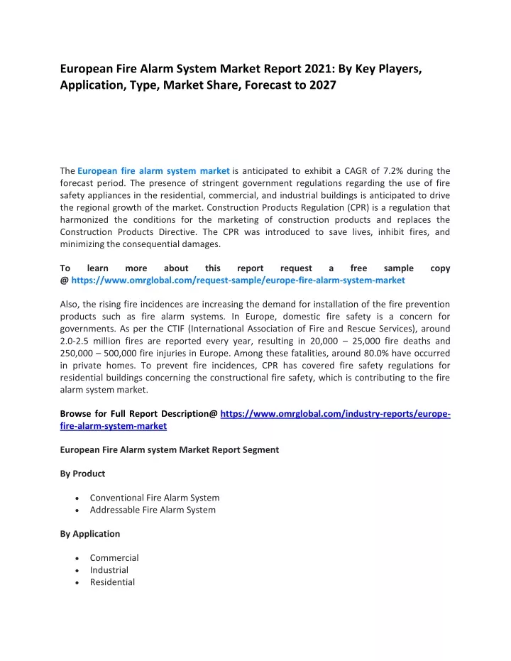 european fire alarm system market report 2021