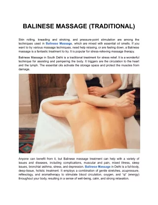 BALINESE MASSAGE (TRADITIONAL)