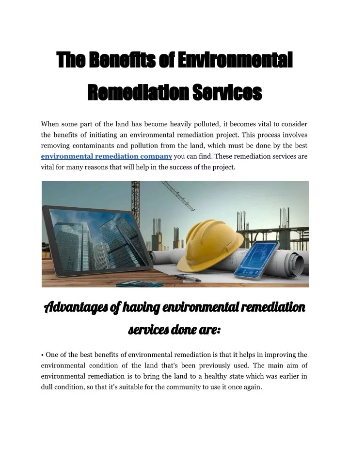 the benefits of environmental remediation services