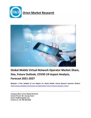 Mobile Virtual Network Operator Market to 2027, Future Outlook, COVID-19 Impact