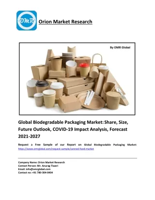 Biodegradable Packaging Market 2021-2027 Trends, Research Report, Growth Trends,