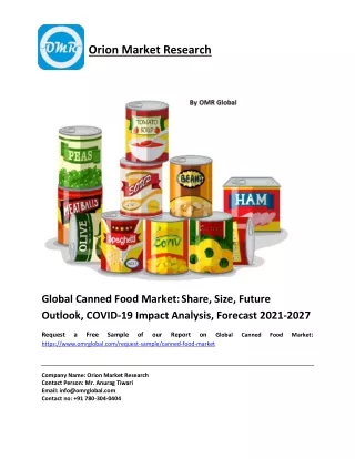 Canned Food Market Size, Share 2020, Impressive Industry Growth Report 2027