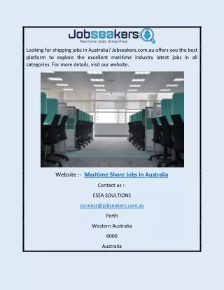 Maritime Shore Jobs In Australia | Jobseakers.com.au