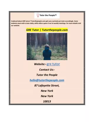 GRE Tutor  Tutorthepeople.com