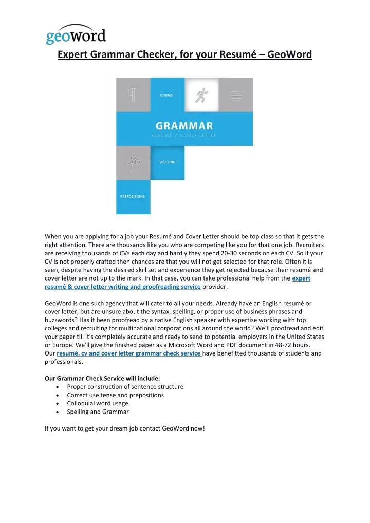 expert grammar checker for your resum geoword