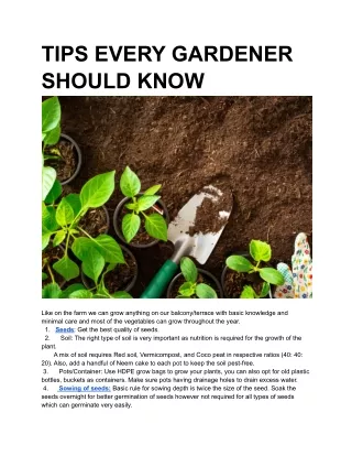 TIPS EVERY GARDENER SHOULD KNOW