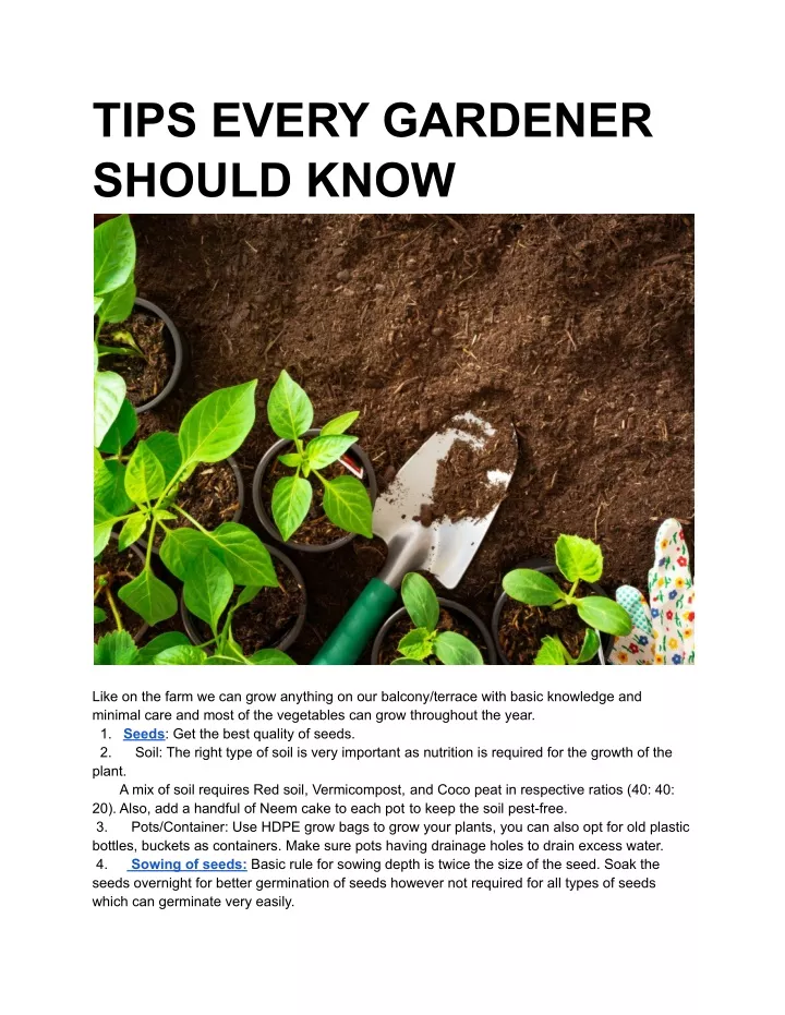 tips every gardener should know