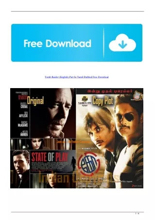Tomb Raider (English) Part In Tamil Dubbed Free Download