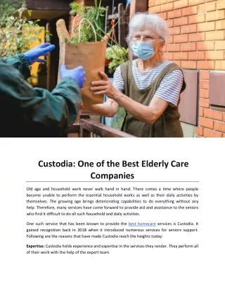 Custodia One of the Best Elderly Care Companies