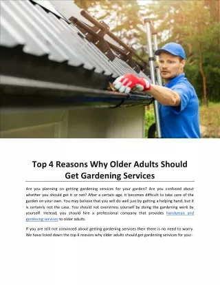 Top 4 Reasons Why Older Adults Should Get Gardening Services
