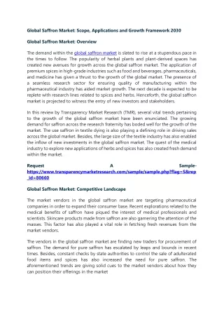 global saffron market scope applications