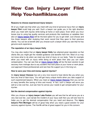 how can injury lawyer flint help you hanfliklaw