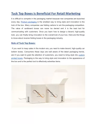tuck top boxes is beneficial for retail marketing