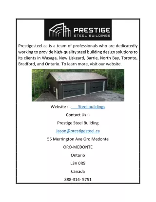 Steel Buildings | Prestigesteel.ca