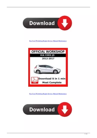 Kia Ceed Workshop Repair Service Manual Maintenance