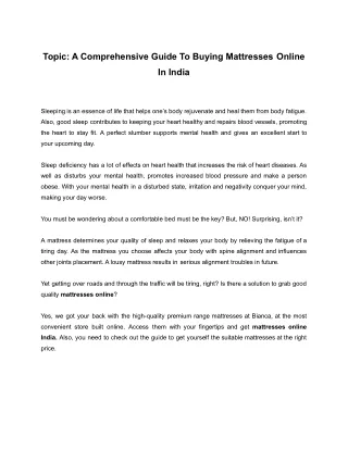 One of the Best Mattress Brands in India - Bianca