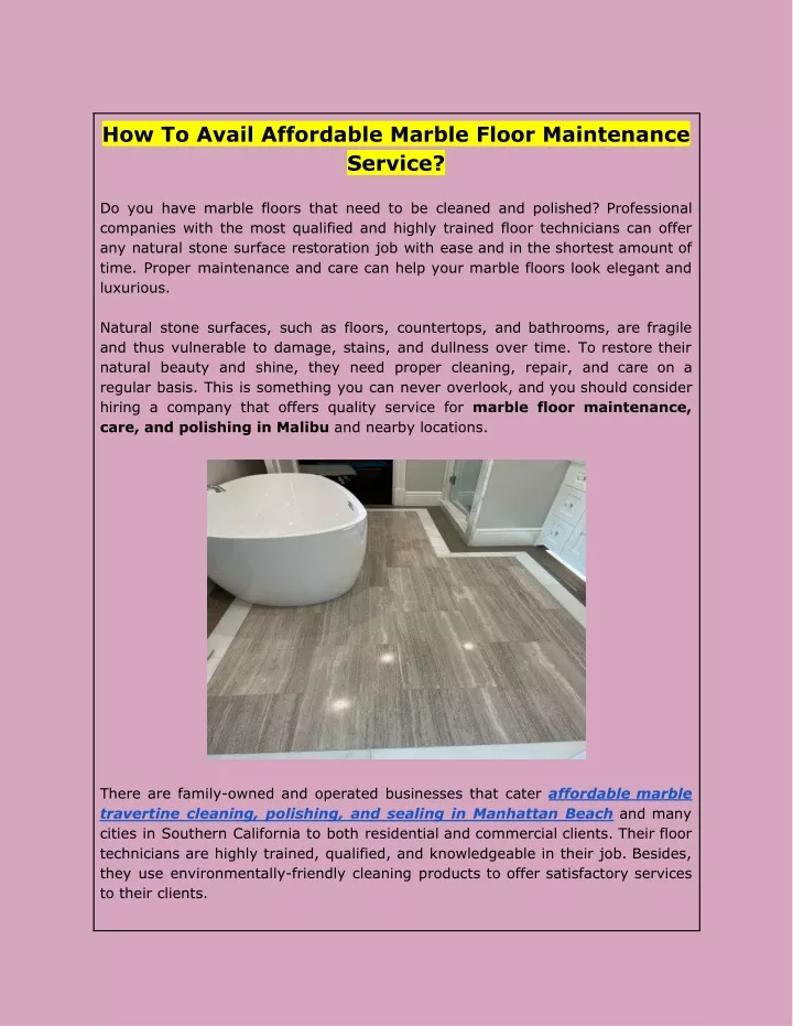 how to avail affordable marble floor maintenance