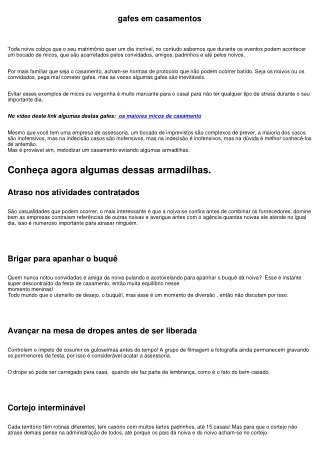 os maiores micos de casamento