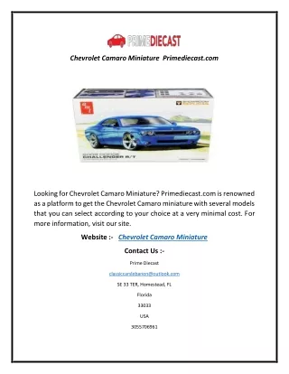Chevrolet Camaro Miniature  Primediecast