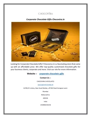 Corporate Chocolate Gifts Chocovira.in