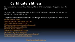 Certificate 3 fitness