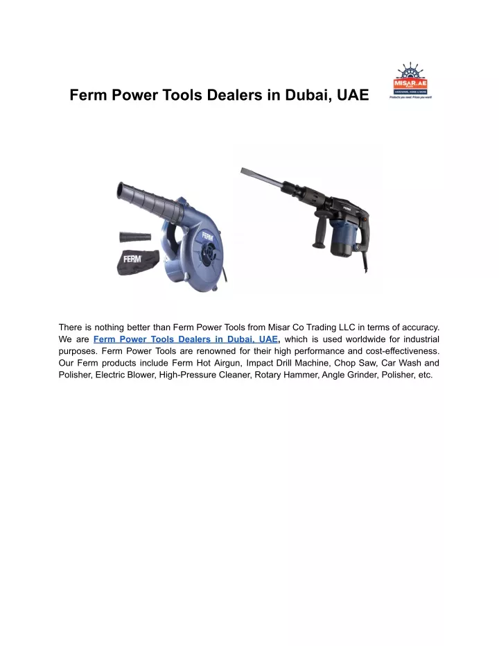 ferm power tools dealers in dubai uae