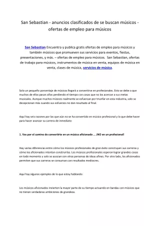 San Sebastian - anuncios clasificados de instrumentos de música y equipos de sonido - instrumentos musicales - bedpage.e