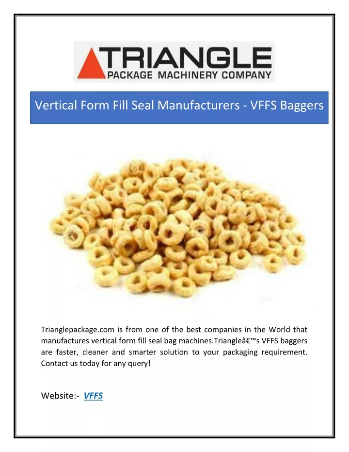 vertical form fill seal manufacturers vffs baggers