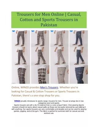 Trousers for Men Online