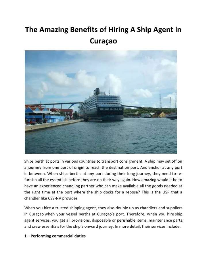 the amazing benefits of hiring a ship agent