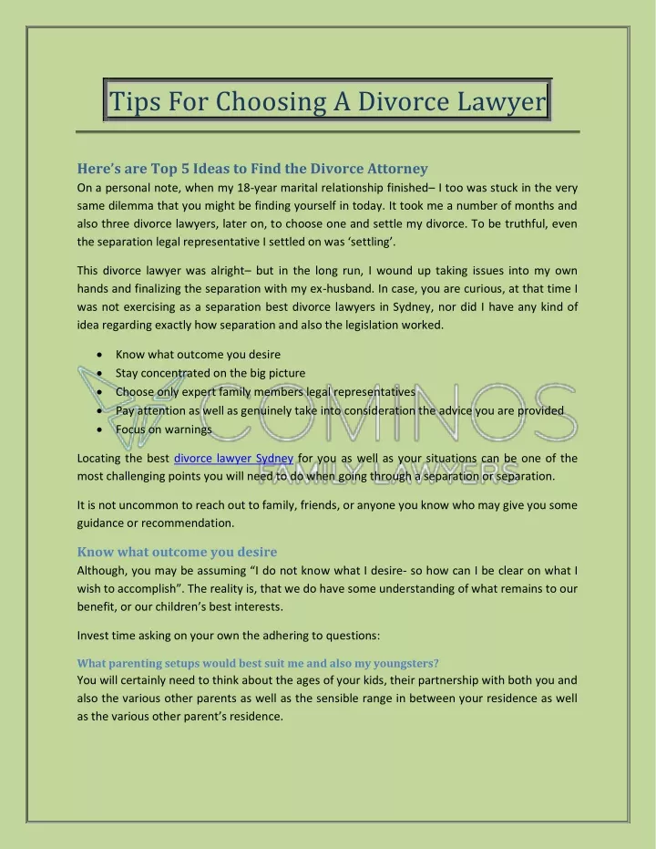 tips for choosing a divorce lawyer