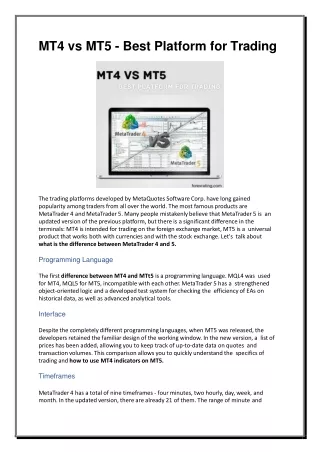 mt4 vs mt5 best platform for trading