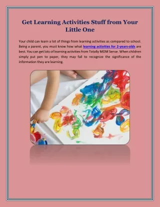 get learning activities stuff from your little one
